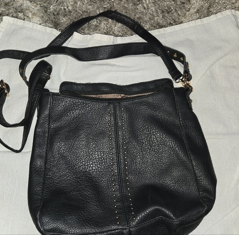 Black Leather Shoulder Bag with Gold Accents from Montana West